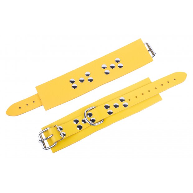 Ultra Yellow Leather Handcuffs
