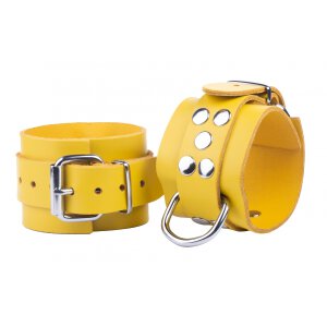 Ultra Yellow Leather Handcuffs