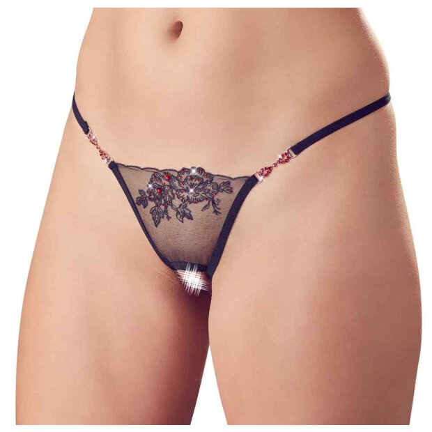 String mit Stickerei und Strass S/M - M/L