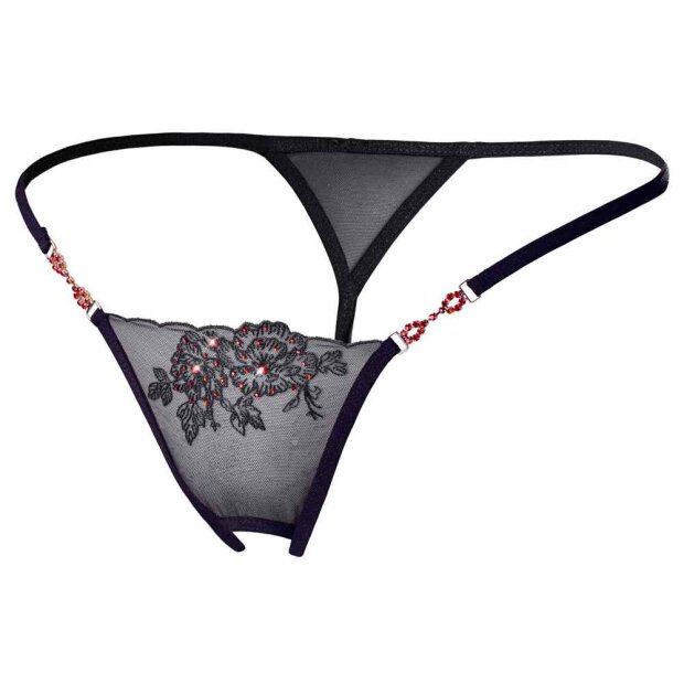 String mit Stickerei und Strass S/M - M/L