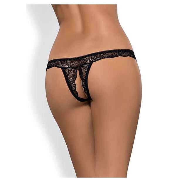 Obsessive Miamor Crotchless Thong Black S - 2XL
