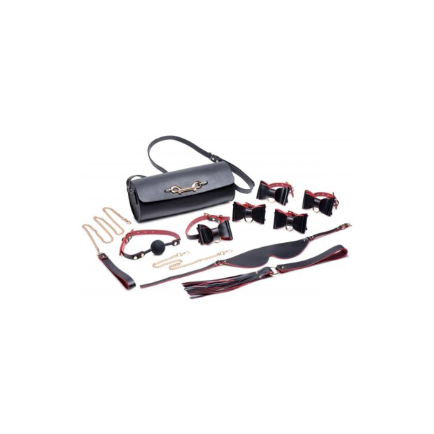 Black & Red Bow Bondage Set + Carry Case - Black