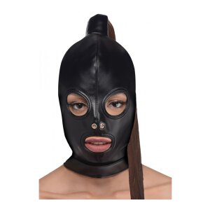 Ponytail Bondage Hood - Black