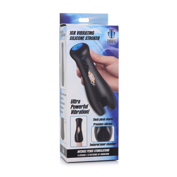 10X Vibrating Silicone Stroker - Black