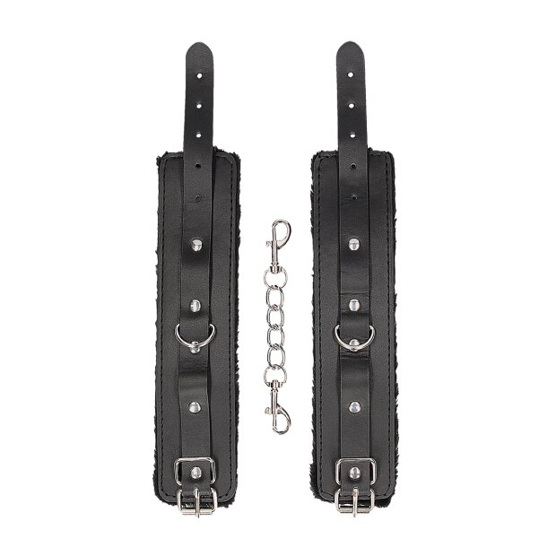 Plush Bonded Leather Hand Cuffs - With Adjustable Straps