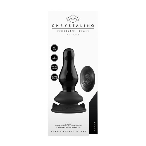 Missy - Glass Vibrator - With Suction Cup and Remote - Rechargeable - 10 Speed - Black