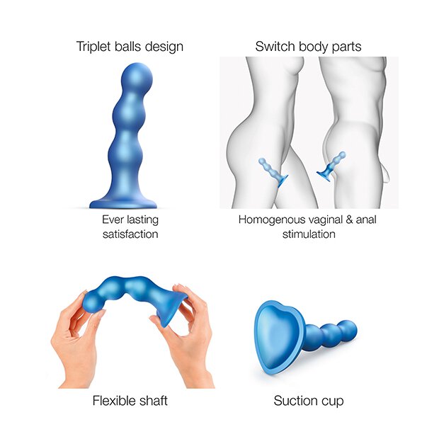 Strap-On-Me Dildo Plug Balls Metallic Blue M