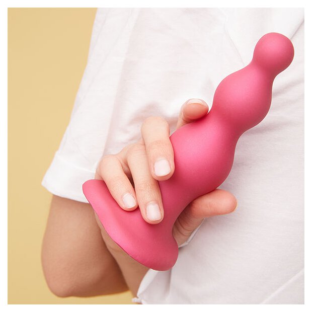 Strap-On-Me Dildo Plug Beads Metallic Raspberry Pink M