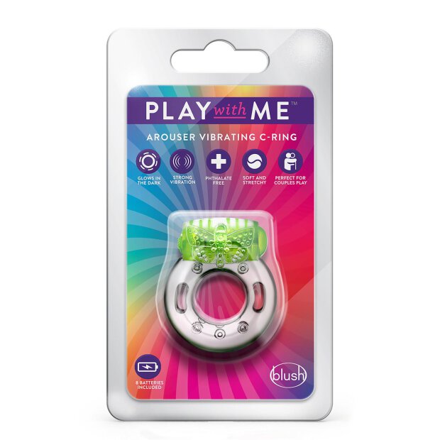 Play With Me Arouser Vibrating C-Ring Green