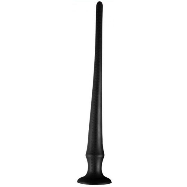 Long Tail PVC Butt Plug With Scale Black  XL 60 x 6,5cm