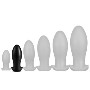 Dragon Egg Soft Silicone Butt Plug Black M 12 x 5.5 cm