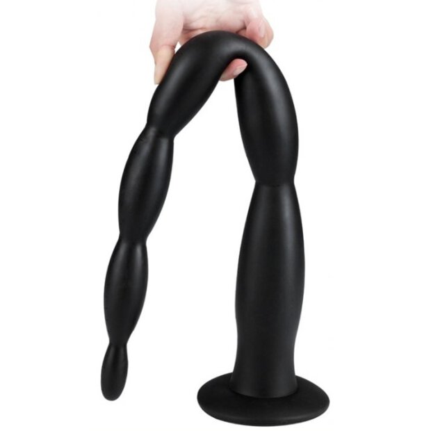 Long Dildo Scale Beads S 30 x 3cm Black