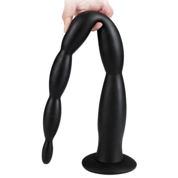 Long Dildo Scale Beads M 40 x 4cm Black