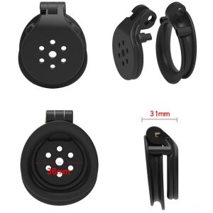 Flat Zone Chastity Cage 2.5 cm Black