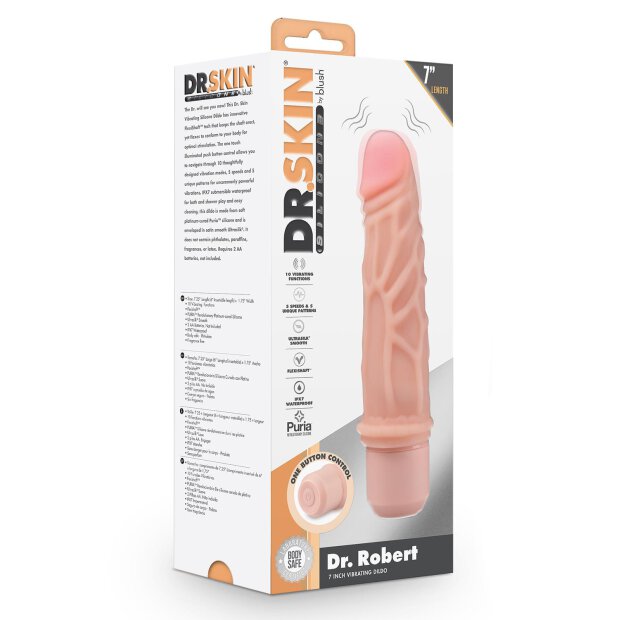 DR. Skin Silicone Dr Robert 7 Inch Vibrating Dildo Beige