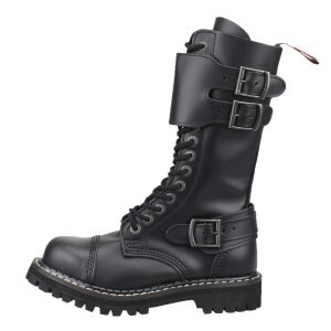 Angry Itch 14-Loch Front-Plate Leder Stiefel Schwarz...