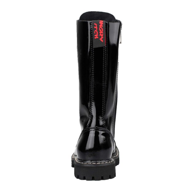 Angry Itch 14-Loch Lackleder Stiefel Schwarz Größe 36 - 48