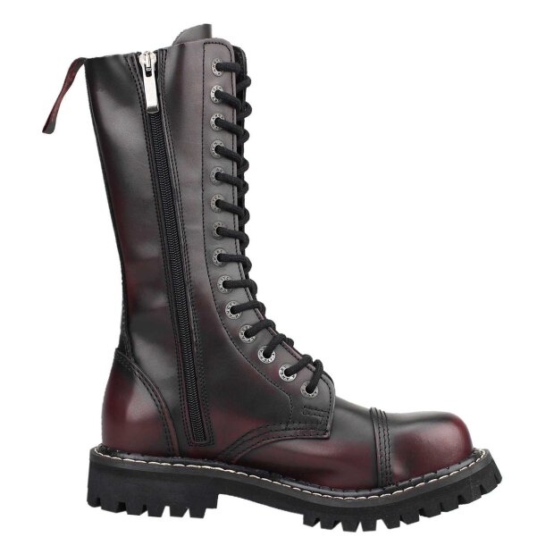 Angry Itch 14-Loch Leder Stiefel Burgundy Rub-Off Größe 36 - 48