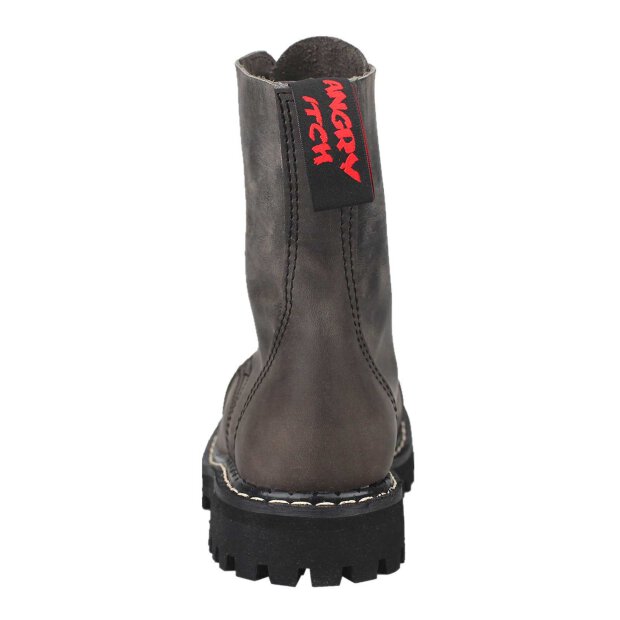 Angry Itch 08-Loch Leder Stiefel Vintage Grau Größe 41