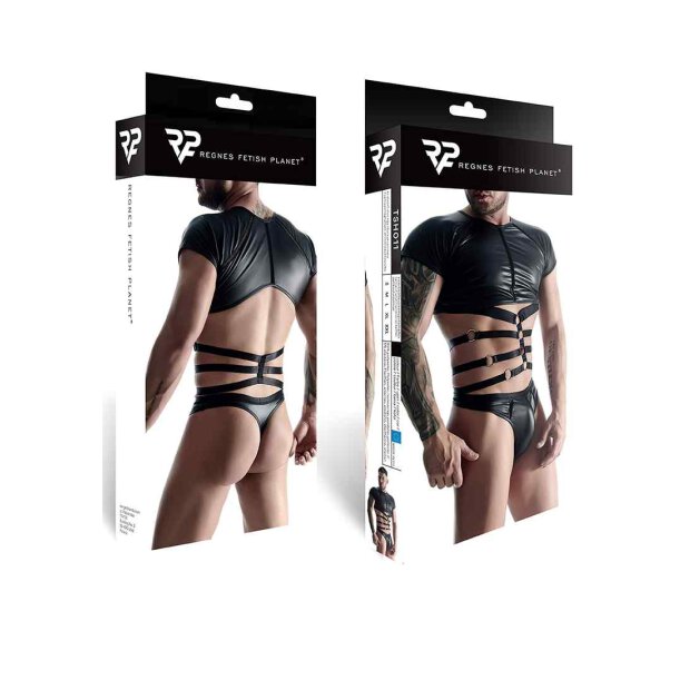 Wetlook Mens Strappy T-Shirt Black S - XXL