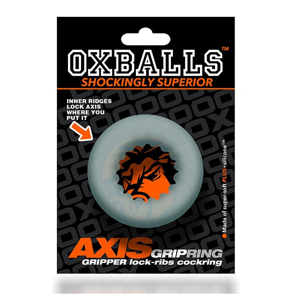 Oxballs Axis Rib Griphold Cockring Clear Ice
