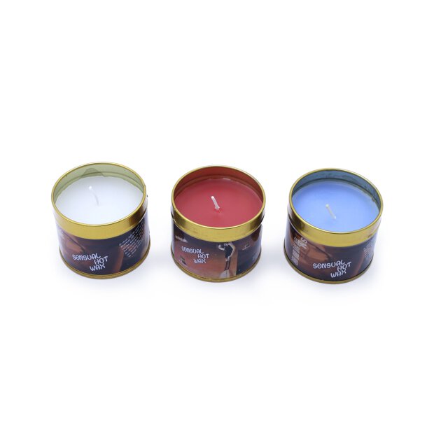 Sensual Hot Wax Candle Set White/Red/Blue - 380g