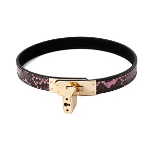 Collar One-size Narrow Gold/Pink Reptile