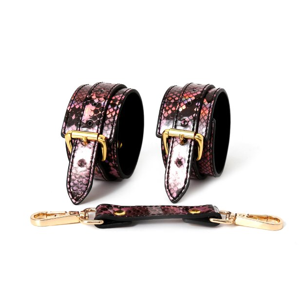 Hand Cuffs Gold/Pink Reptile