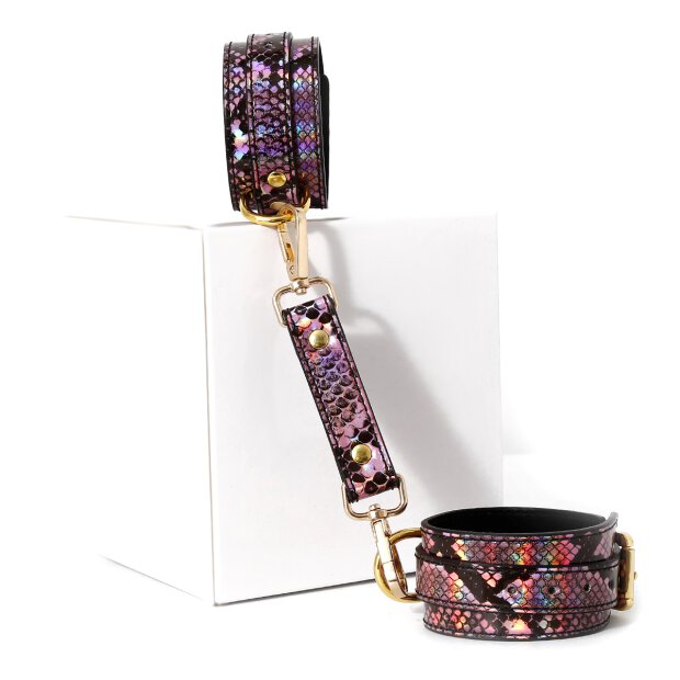 Hand Cuffs Gold/Pink Reptile