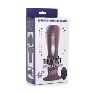 7X Remote Control Vibrating and Thumping Dildo Dark 19,5 cm