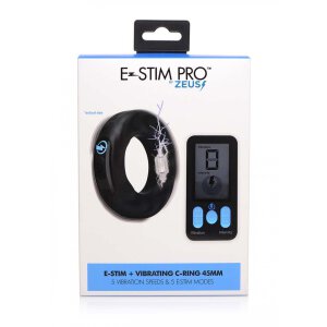 Vibrating & E-Stim Silicone Cock Ring w/ RC 45mm