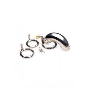 Master Series Locking Stainless Steel Chastity Cage w/ 3...