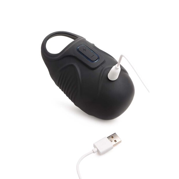 Trinity Vibes Silicone penis ring with testicle vibration black