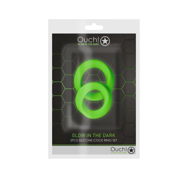 2 pcs Cock Ring Set - Glow in the Dark