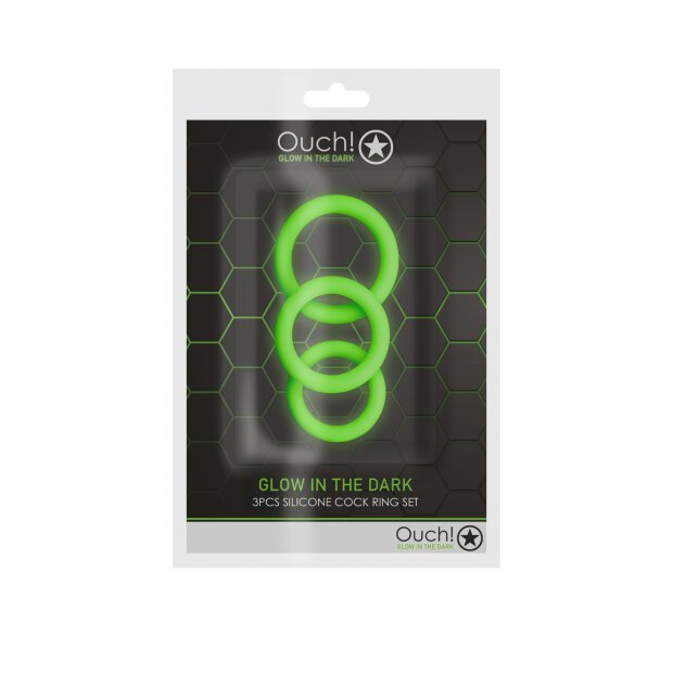 3 pcs Cock Ring Set - Glow in the Dark