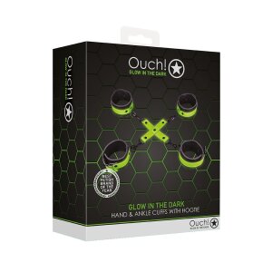 Hand &amp; Ankle Cuffs with Hogtie - Glow in the Dark
