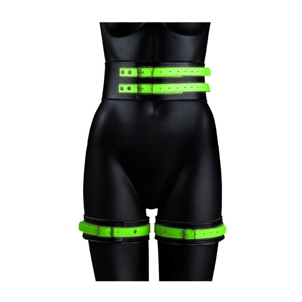 Thigh Cuffs with Belt and Handcuffs Glow in the Dark S/M