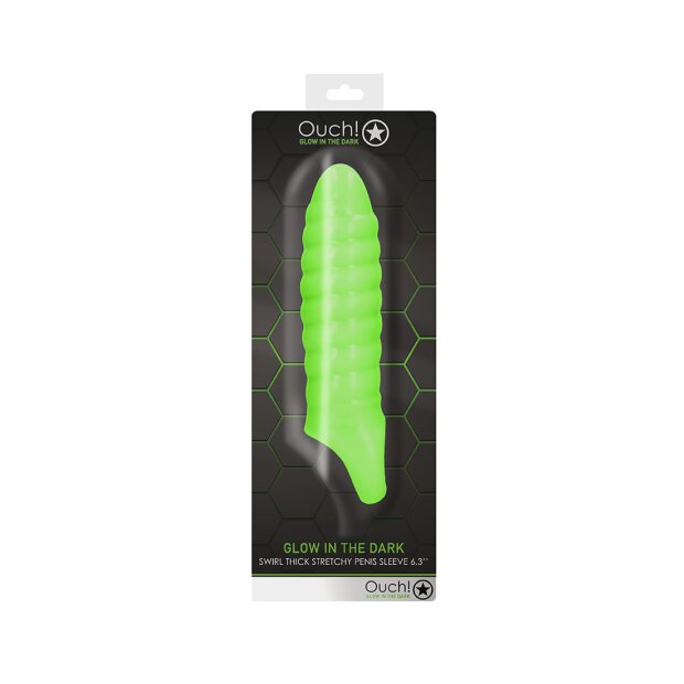 Swirl Thick Stretchy Penis Sleeve - Glow in the Dark