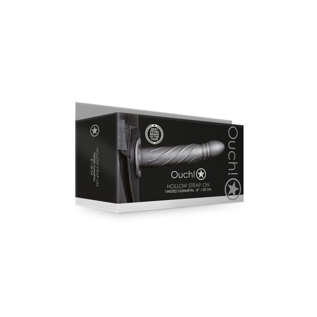 Shots Ouch! Gedrehter hohler Strap-On grau 20 cm