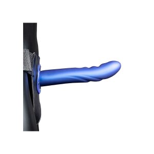 Shots Ouch! Strukturierter gebogener hohler Strap-On blau...