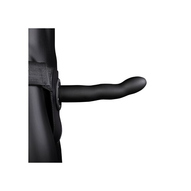 Shots Ouch! Gekrümmter hohler Strap-On schwarz 20 cm