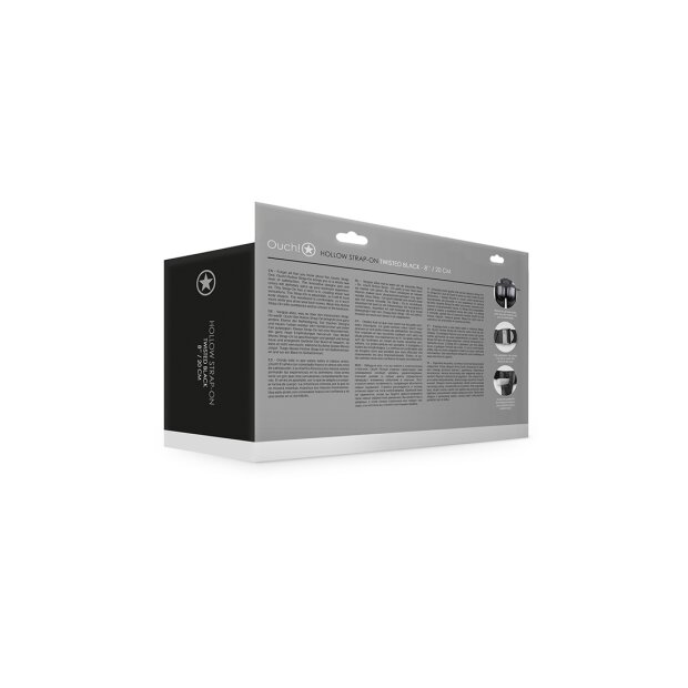 Shots Ouch! Gekrümmter hohler Strap-On schwarz 20 cm