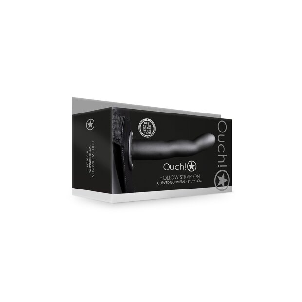 Shots Ouch! Gekrümmter hohler Strap-On grau 20 cm