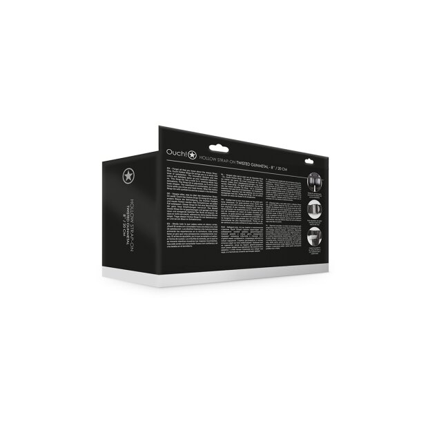 Shots Ouch! Gekrümmter hohler Strap-On grau 20 cm