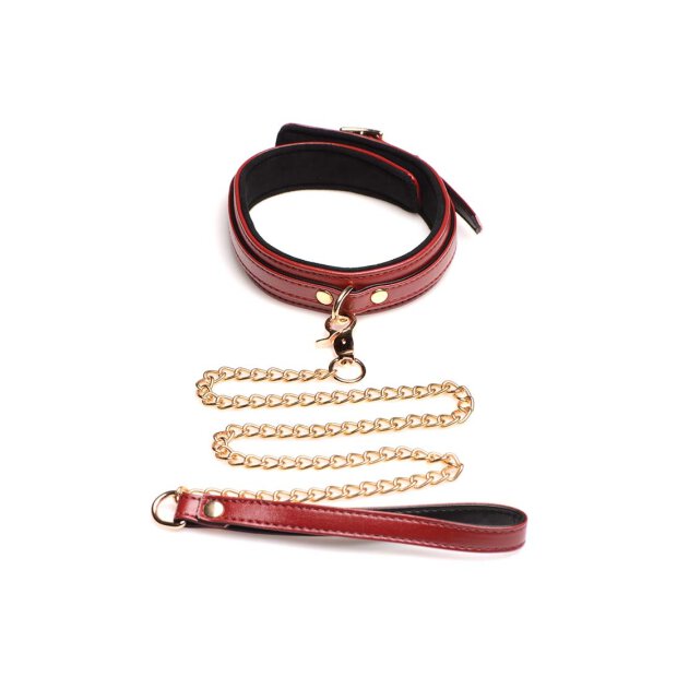 6 Piece Burgundy Bondage Set Burgundy Cuffs, Collar, & Leash