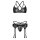 4PC Garter Lingerie Set Black S/M