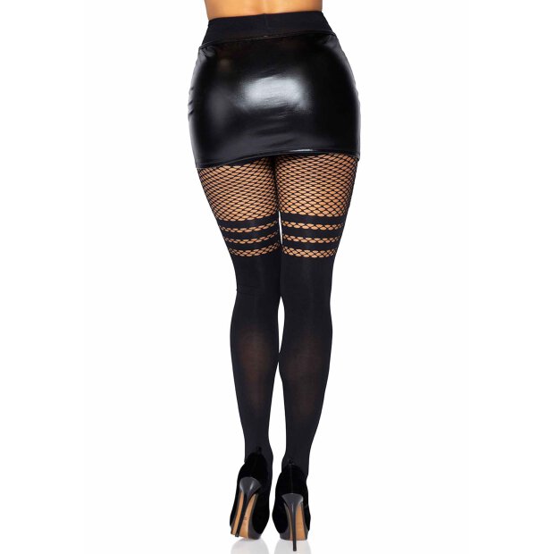 Pantyhose With Fishnet Stripes Black OS