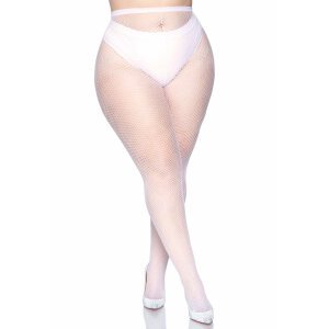 Fishnet Pantyhose Plussize White