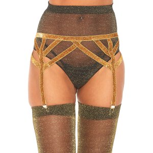 Lurex Elastic Garter Belt Gold OS