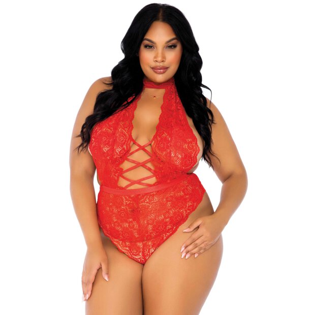 Backless & Crotchless Teddy Red XL/2XL